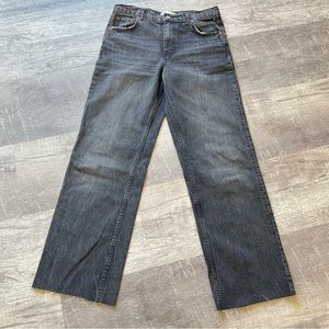 Zara Mid Rise Straight Leg Jeans Dark Wash Denim Size 8